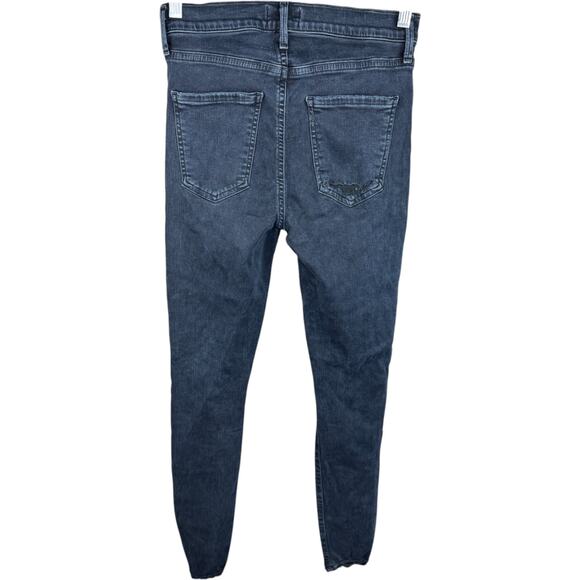 AGOLDE Black Distressed Skinny Jeans Women’s 27 High Rise Raw Hem Cotton Spandex - Picture 7 of 10